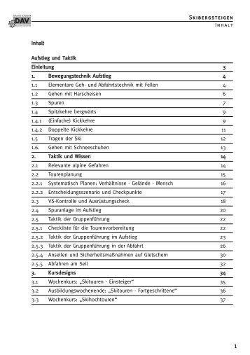 Inhalt Aufstieg und Taktik Einleitung 3 1. Bewegungstechnik ... - JDAV