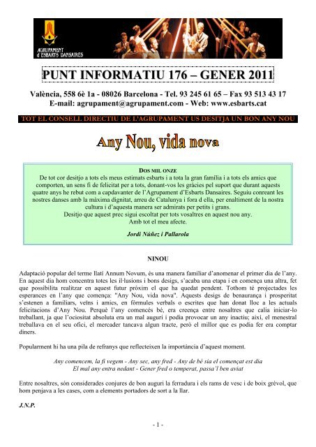 punt informatiu 176 – gener 2011 - Agrupament d'Esbarts Dansaires