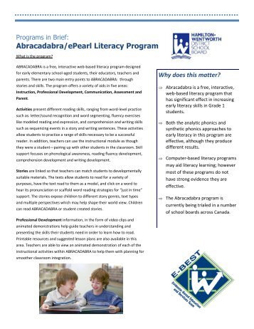 Abracadabra/ePearl Literacy Program