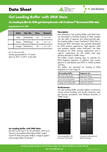 Data Sheet Gel Loading Buffer with DNA Stain - Jena Bioscience