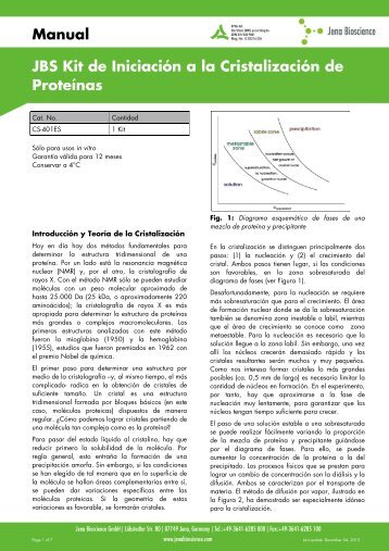 Manual JBS Kit de IniciaciÃ³n a la CristalizaciÃ³n ... - Jena Bioscience