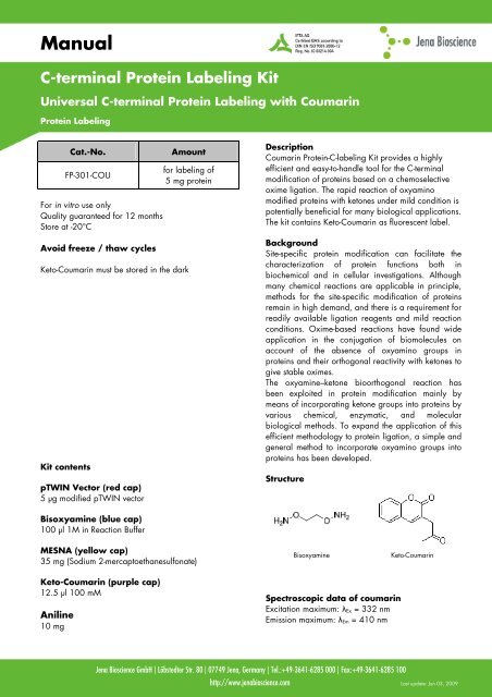 Manual C-terminal Protein Labeling Kit - Jena Bioscience