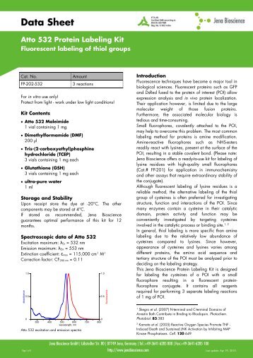 Data Sheet Atto 532 Protein Labeling Kit - Jena Bioscience