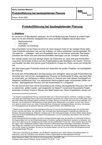 Protokollführung bei baubegleitender Planung - Jitab.de