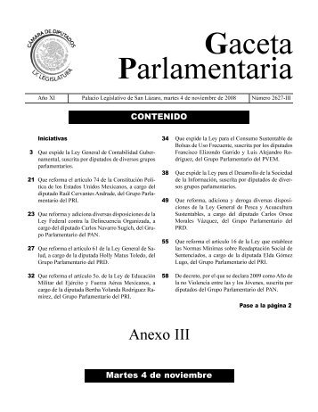 4 nov anexo III.qxd - Gaceta Parlamentaria, Cámara de Diputados