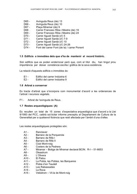 VOLUM IV - SUMARI - Ajuntament de Mont-roig del Camp