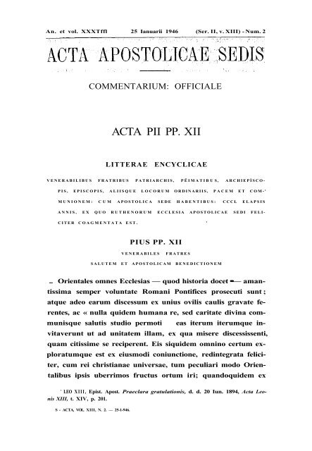 AAS 38 [1946] - La Santa Sede