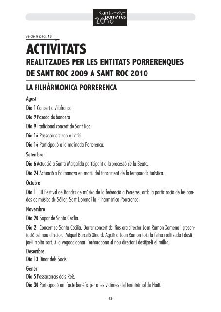 Textos del programa - Sant Roc 2010 - Ajuntament de Porreres