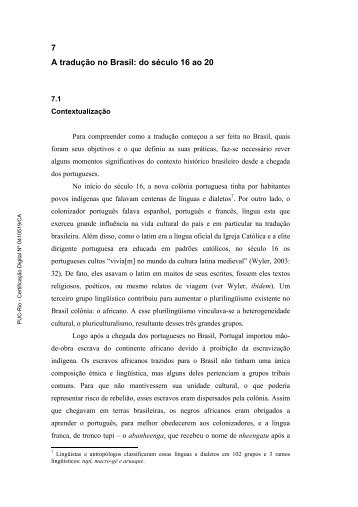 7 A tradução no Brasil: do século 16 ao 20 - PUC Rio