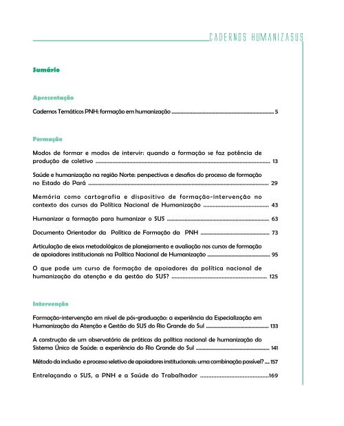 Cadernos HumanizaSUS - BVS Ministério da Saúde