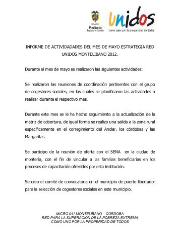 INFORME DE ACTIVIDADADES DEL MES DE MAYO ... - Inicio