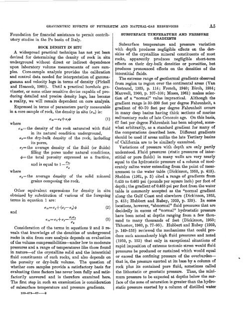 Mass Properties of Sedimentary Rocks and Gravimetric Effects of ...