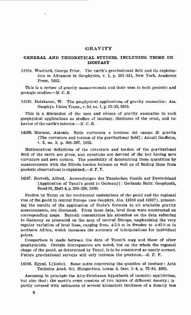 Geophysical Abstracts 152 January-March 1953