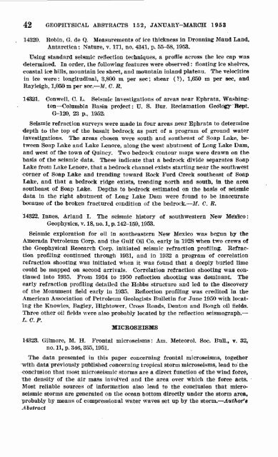 Geophysical Abstracts 152 January-March 1953