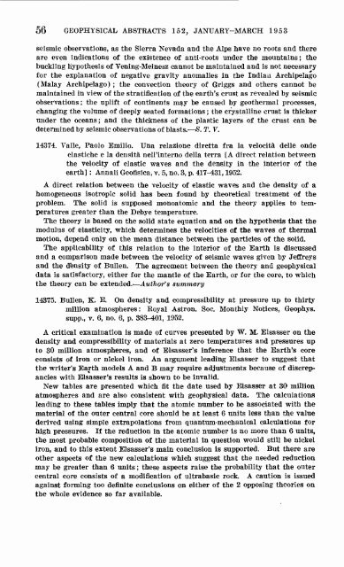 Geophysical Abstracts 152 January-March 1953