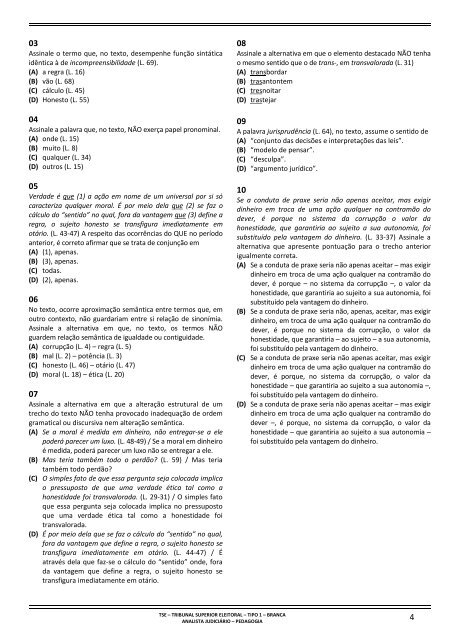 analista judiciário - pedagogia - Questões de Concursos