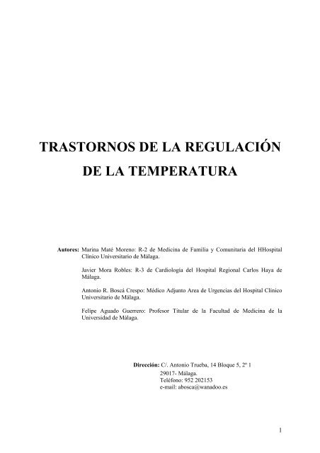 TRASTORNOS DE LA REGULACIÓN DE LA TEMPERATURA