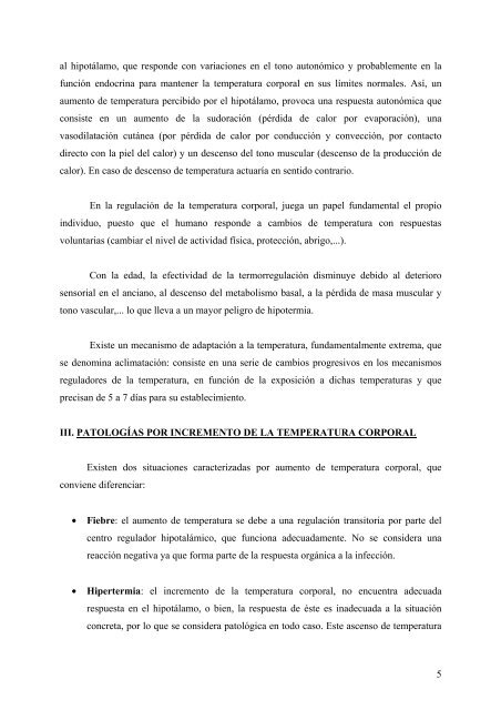 TRASTORNOS DE LA REGULACIÓN DE LA TEMPERATURA