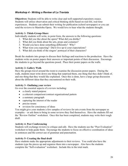 La Traviata Study Guide - Manitoba Opera