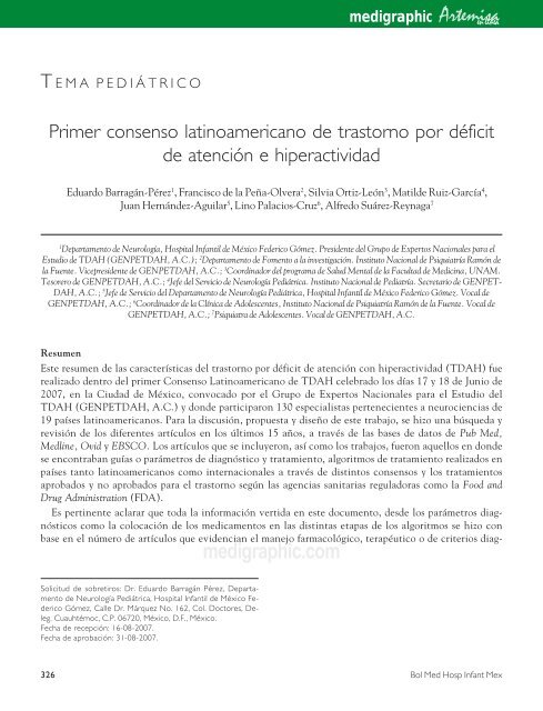 Primer consenso latinoamericano de trastorno por déficit de - TDAH ...