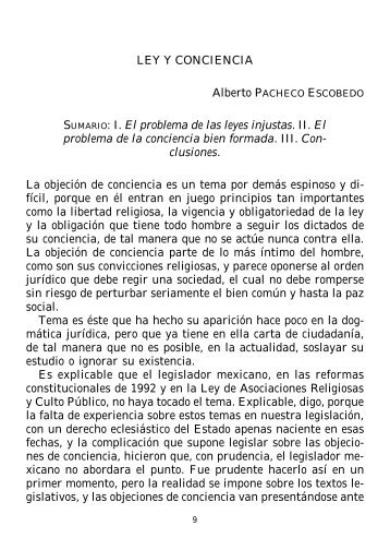 LEY Y CONCIENCIA Alberto PACHECO ESCOBEDO ... - UNAM