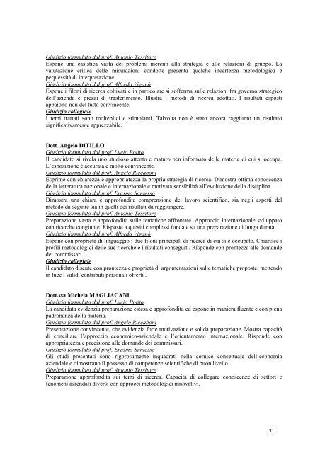 relazione finale della commissione giudicatrice della valutazione ...