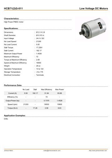 HCB71(2)G-011 Low Voltage DC Motors - Johnson Electric