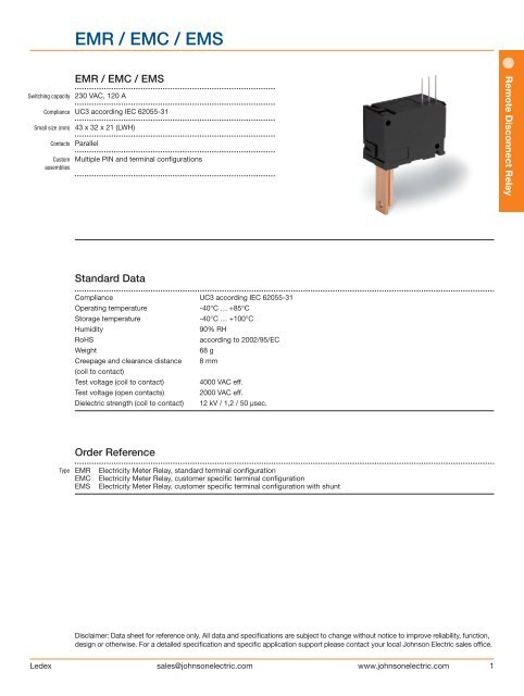 Ledex-EM 100 Remote Disconnect Relay - Johnson Electric