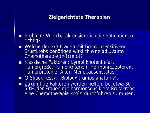 Stammzellkonzept und zielgerichtete Therapien bei Brustkrebs