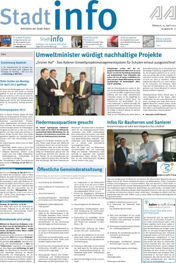 "Stadtinfo" 17. Kalenderwoche - 25. April 2012 (pdf - Stadt Aalen