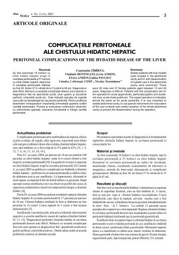 complicaþiile peritoneale ale chistului hidatic hepatic - Arta Medica