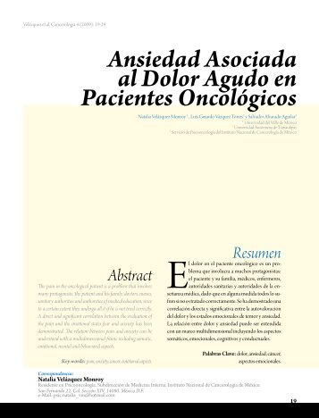 Ansiedad Asociada al Dolor Agudo en Pacientes Oncológicos