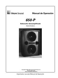 Manual de Operación - Meyer Sound Laboratories Inc.