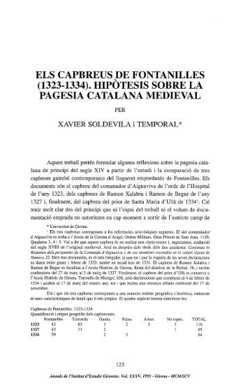 ELS CAPBREUS DE FONTANILLES (1323-1334). HIPÒTESIS ...