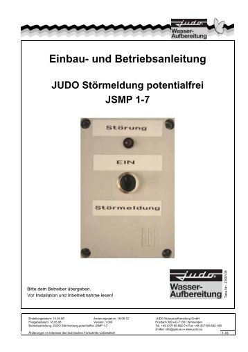 Einbau- und Betriebsanleitung - Judo Wasseraufbereitung GmbH