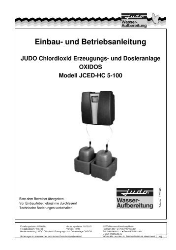 Einbau- und Betriebsanleitung - Judo Wasseraufbereitung GmbH