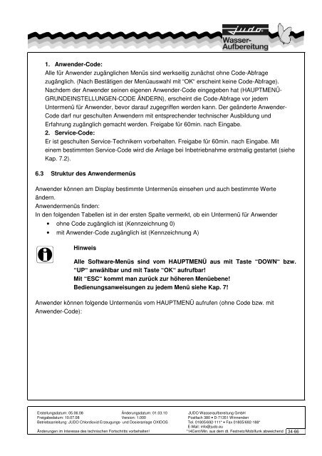 Einbau- und Betriebsanleitung - Judo Wasseraufbereitung GmbH