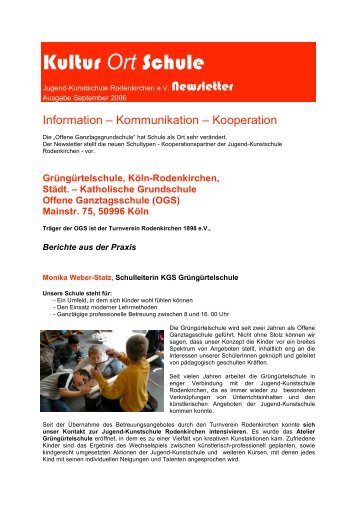 Ausgabe September 2006 - Jugend-Kunstschule Rodenkirchen