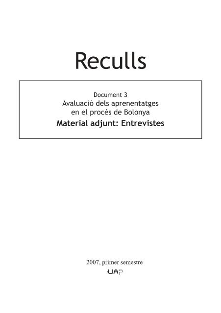 Reculls - ETC - Universitat Autònoma de Barcelona