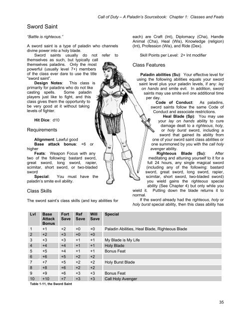 DnD/Class Handbooks/Paladins/Call of Duty - Paladin