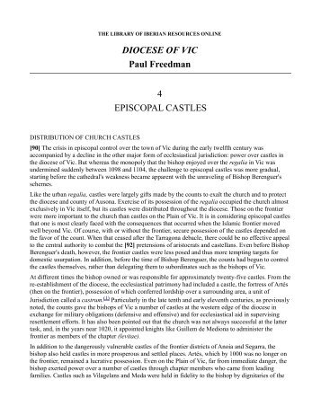 DIOCESE OF VIC Paul Freedman 4 EPISCOPAL CASTLES