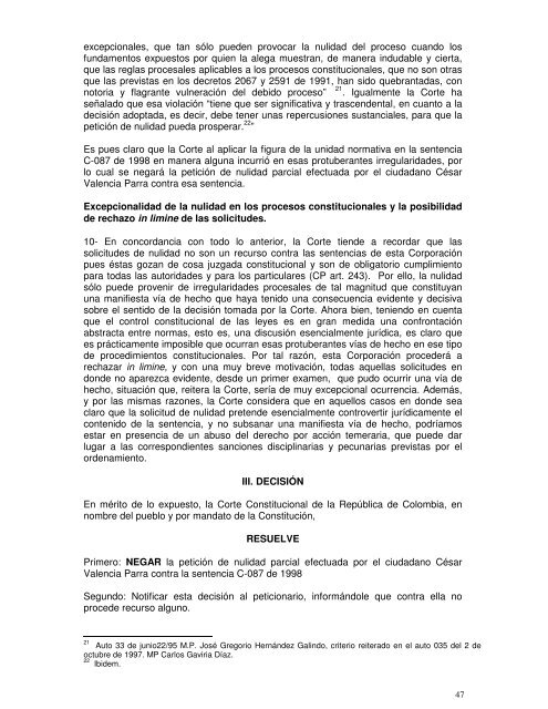 Corte Constitucional de Colombia Sentencia C-087/98 Referencia ...