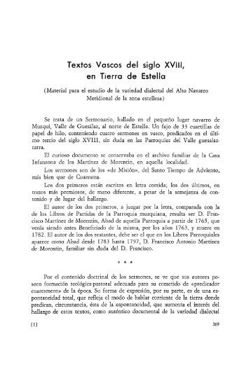 Textos Vascos del siglo XVIII, en Tierra de Estella