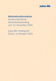 Aktionärsinformation Ausserordentliche ... - Julius Bär Gruppe