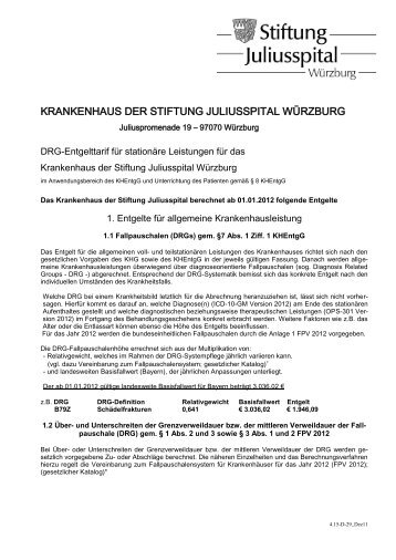 Anlage Muster AVB, DRG-Entgelttarif - Stiftung Juliusspital Würzburg