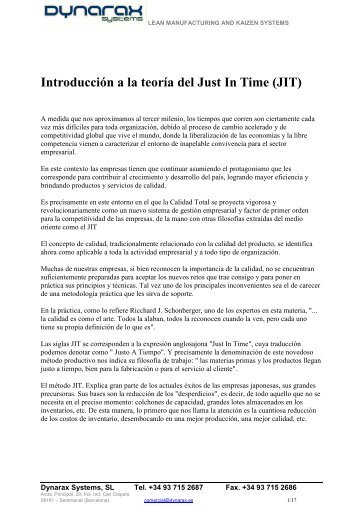 Introducción a la teoría del Just In Time (JIT) - Dynarax