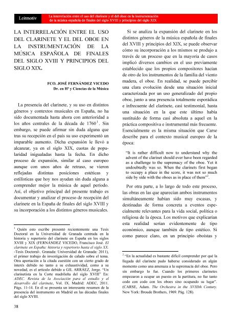 la interrelación entre el uso del clarinete y el del oboe en la ...