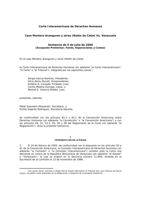 Caso Montero Aranguren y otros (Retén de Catia) - Corte ...