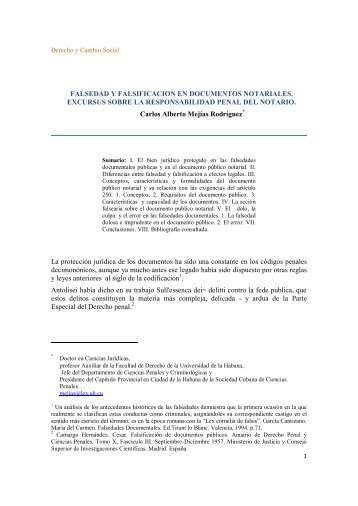 FALSEDAD Y FALSIFICACION EN DOCUMENTOS NOTARIALES ...