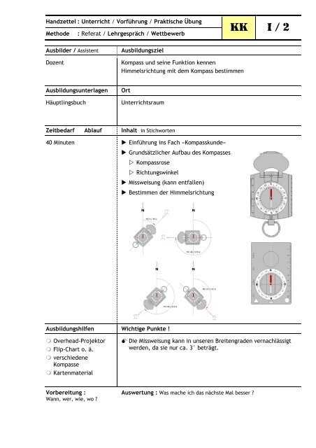 Handzettel Karte und Kompass - Jungschar.biz